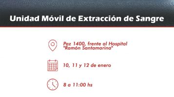 Del 10 al 12 estará en Tandil la Unidad Móvil de Extracción de Sangre